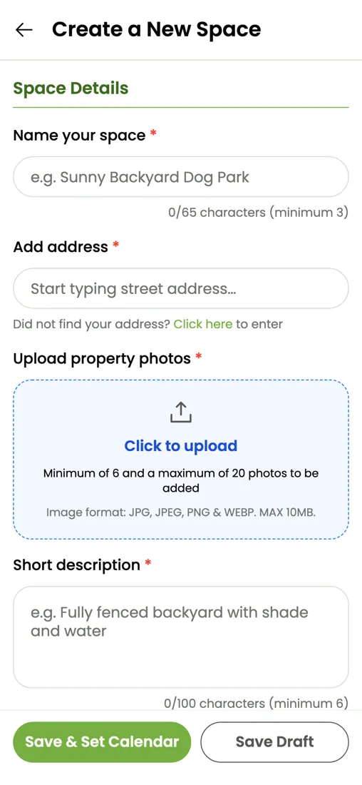 New Sniffspace host workspace design on mobile