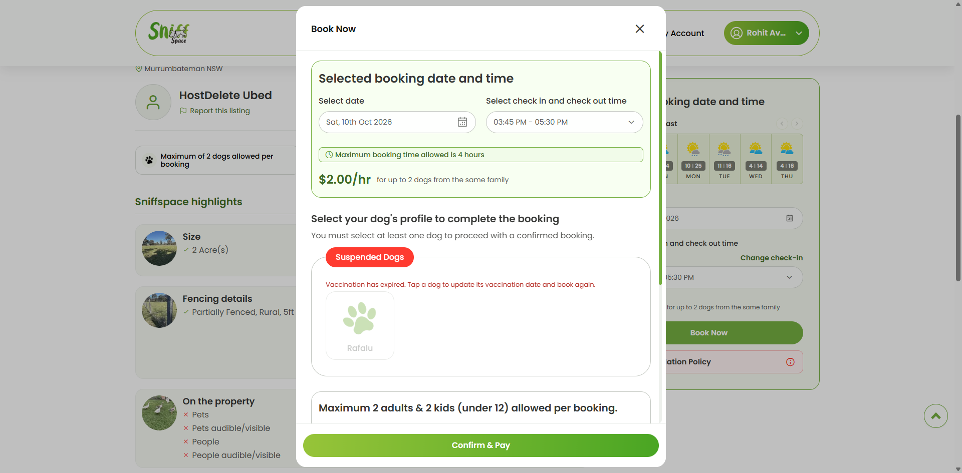 Booking information step screenshot