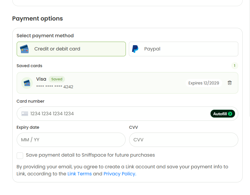 Booking payment step screenshot