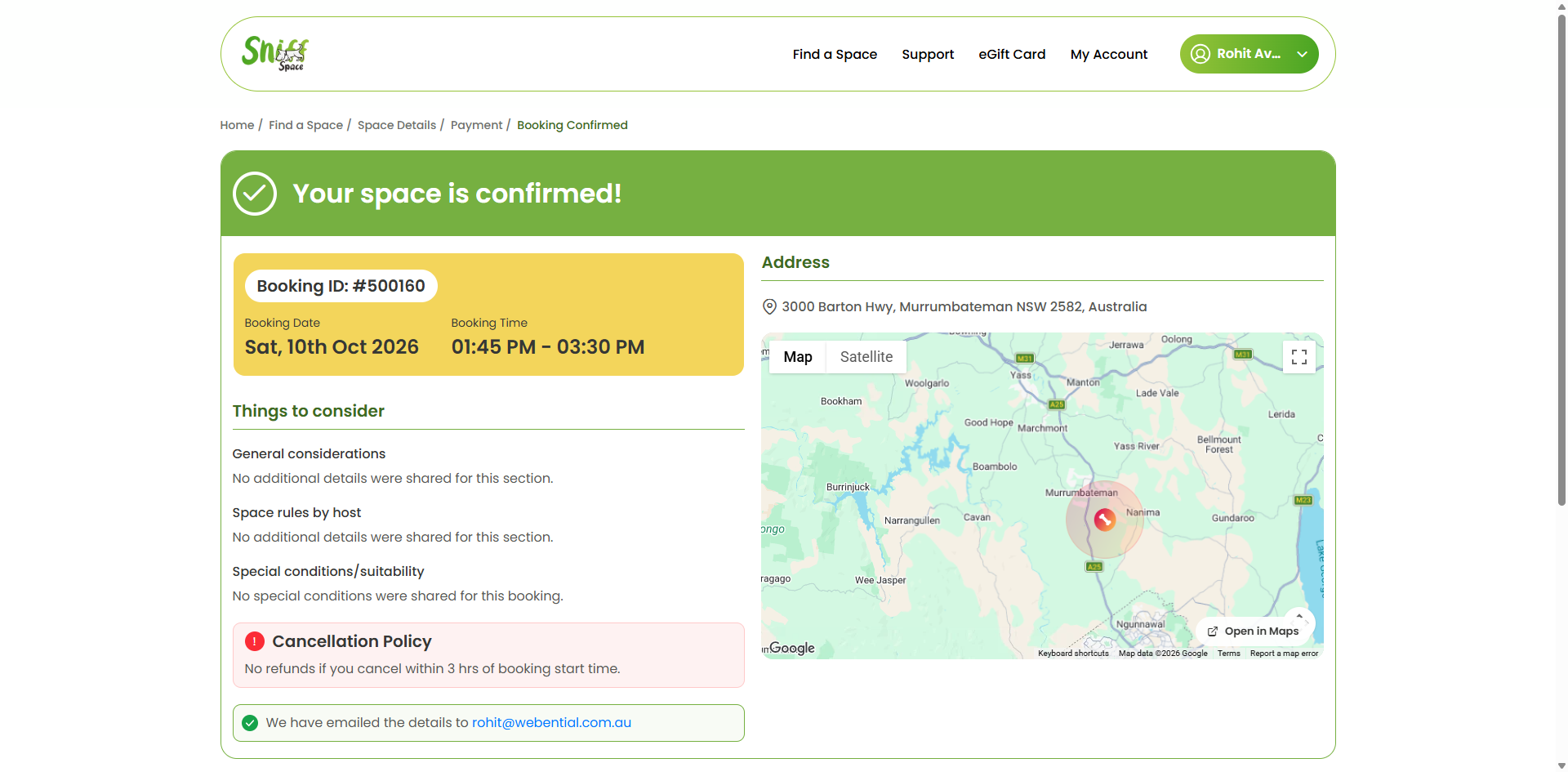 Booking confirmation step screenshot